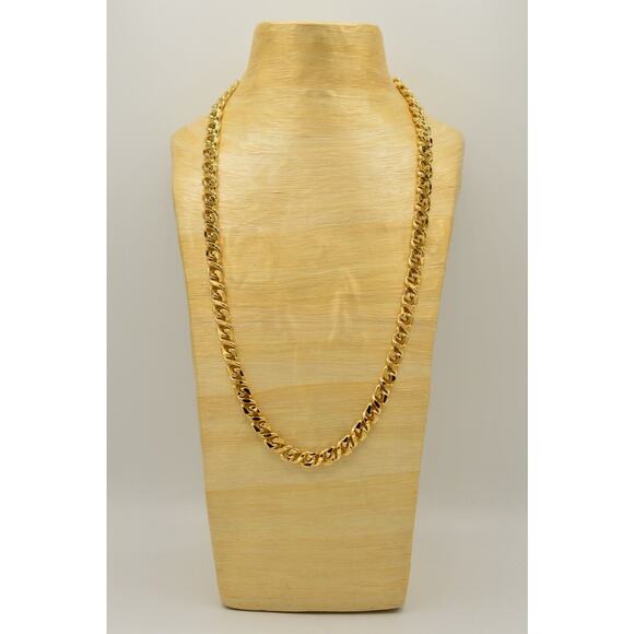 Givenchy Vintage Heavy Necklace Gold Cuban Chain 24" Chunky Signed 1980s BinM - Picture 4 of 12